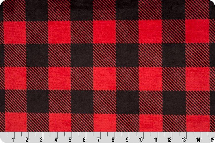 Shannon Fabrics Cuddle Buffalo Check Scarlet and Black Minky Fabric (PRICE PER 1/2 YARD) - On Pins & Needles Quilting Co.