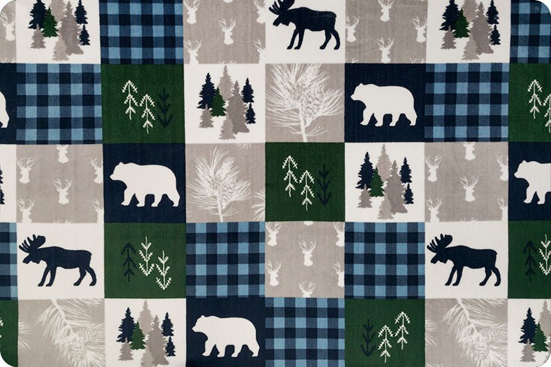 Shannon Fabrics Digital Cuddle Cabin Quilt Navy Minky Fabric - On Pins & Needles Quilting Co.