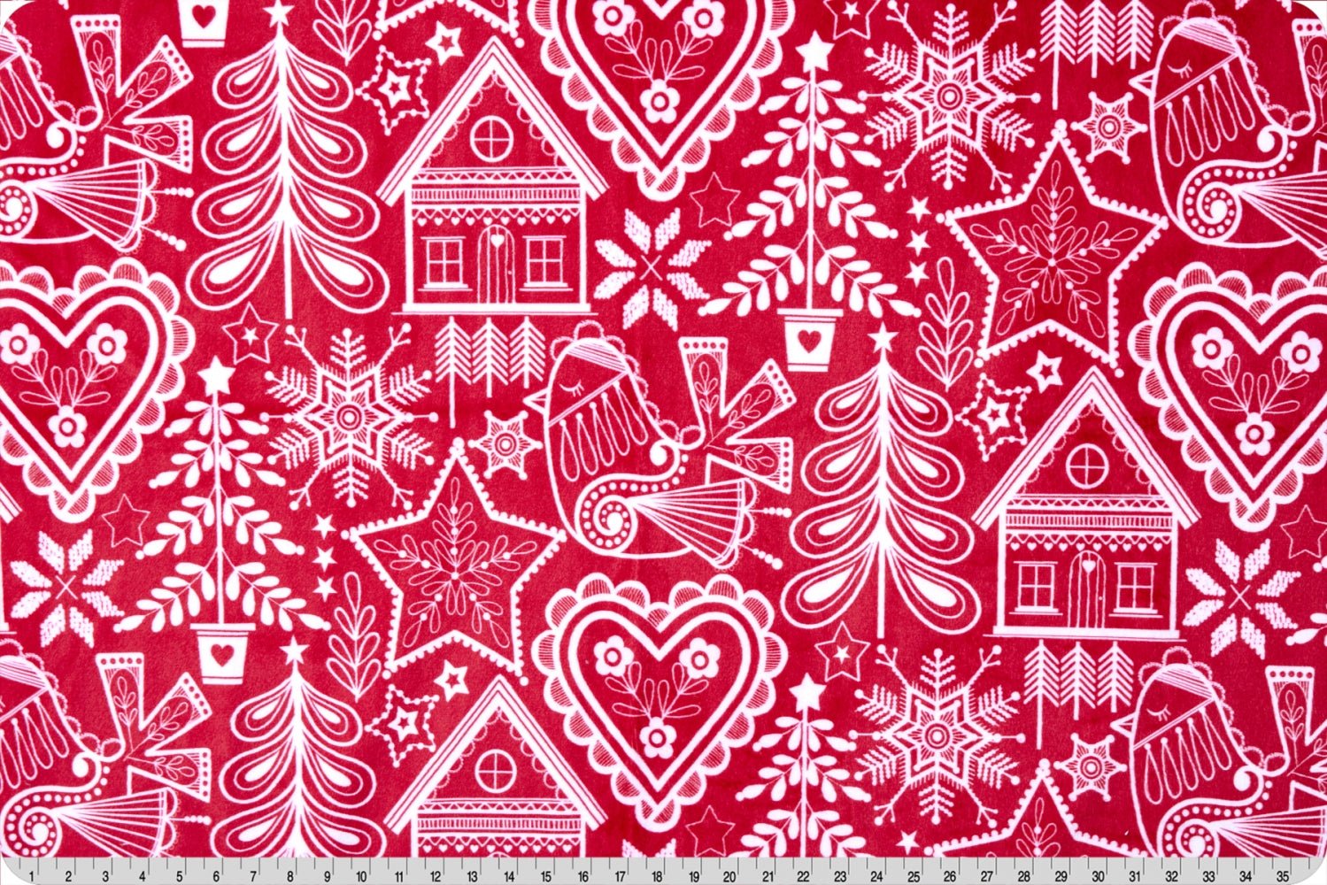 Shannon Fabrics Digital Cuddle Holiday Icing Cardinal Minky Fabric - On Pins & Needles Quilting Co.