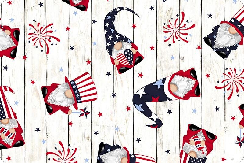 Shannon Fabrics Digital Cuddle Patriot Gnomes Scarlet Minky Fabric (PRICE PER 1/2 YARD) - On Pins & Needles Quilting Co.