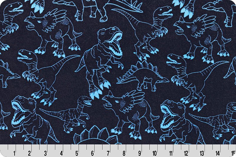 Shannon Fabrics Double-Sided Dino Cloud Cuddle Electric Blue Minky Fabric - On Pins & Needles Quilting Co.