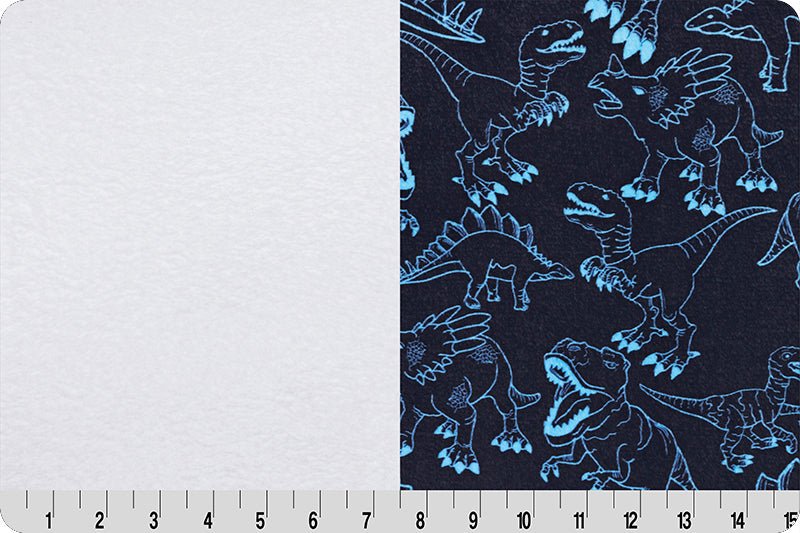 Shannon Fabrics Double-Sided Dino Cloud Cuddle Electric Blue Minky Fabric - On Pins & Needles Quilting Co.