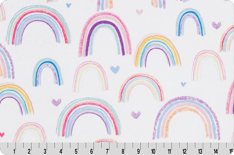 Shannon Fabrics Double-Sided Rainbows Cloud Cuddle Multi Minky Fabric - On Pins & Needles Quilting Co.