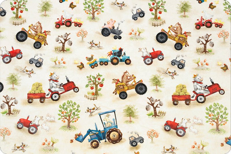 Shannon Fabrics Funny Farm Digital Cuddle Beige Minky Fabric (PRICE PER 1/2 YARD) - On Pins & Needles Quilting Co.
