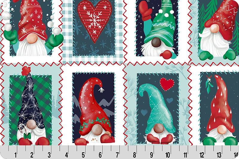 Shannon Fabrics Gnome For X-Mas Digital Cuddle Scarlet Minky Fabric (PRICE PER 1/2 YARD) - On Pins & Needles Quilting Co.