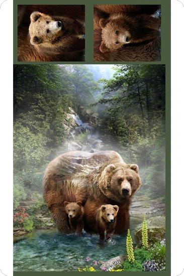 Shannon Fabrics Hoffman Grizzly Digital Cuddle Panel Brown - On Pins & Needles Quilting Co.