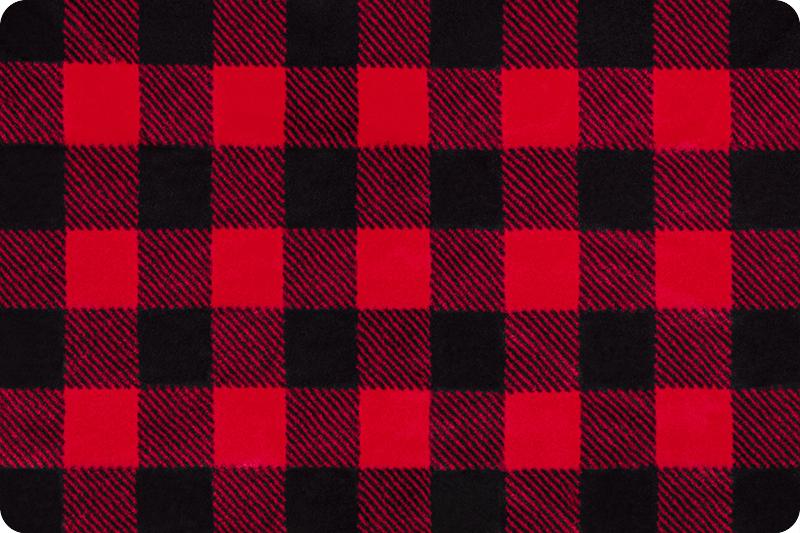 Shannon Fabrics Luxe Cuddle Buffalo Check Scarlet/Black Minky Fabric (PRICE PER 1/2 YARD) - On Pins & Needles Quilting Co.