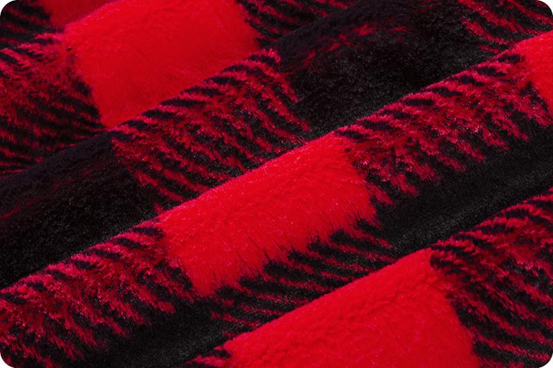 Shannon Fabrics Luxe Cuddle Buffalo Check Scarlet/Black Minky Fabric (PRICE PER 1/2 YARD) - On Pins & Needles Quilting Co.
