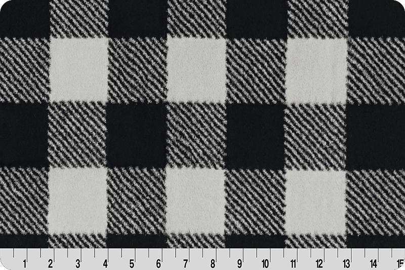 Shannon Fabrics Luxe Cuddle Buffalo Check Silver/Black Minky Fabric (PRICE PER 1/2 YARD) - On Pins & Needles Quilting Co.