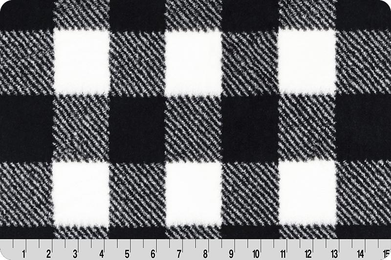 Shannon Fabrics Luxe Cuddle Buffalo Check Snow/Black Minky Fabric (PRICE PER 1/2 YARD) - On Pins & Needles Quilting Co.
