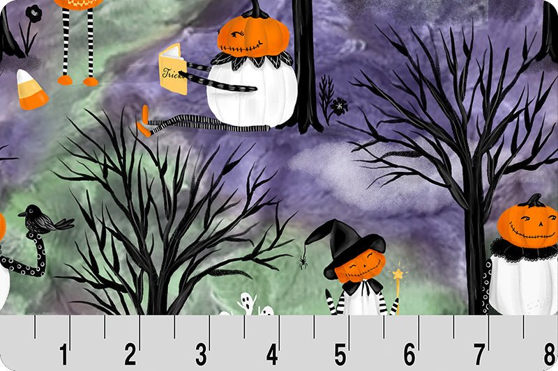 Shannon Fabrics Pumpkin Heads Digital Cuddle Amethyst Minky Fabric (PRICE PER 1/2 YARD) - On Pins & Needles Quilting Co.