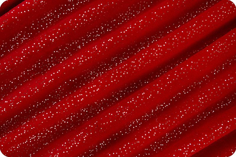 Shannon Fabrics Sparkle Cuddle Glitter Scarlet/Silver (PRICE PER 1/2 YARD) - On Pins & Needles Quilting Co.