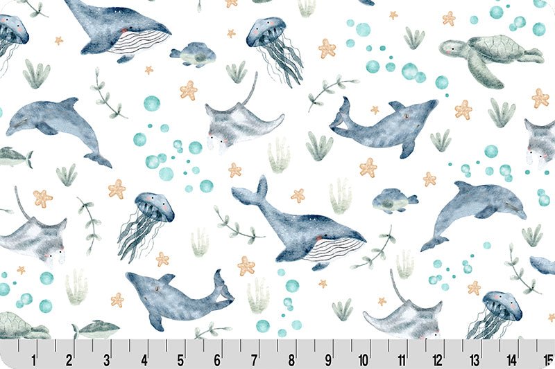 Shannon Fabrics Under The Sea Multi Digital Cuddle Minky Fabric (PRICE PER 1/2 YARD) - On Pins & Needles Quilting Co.