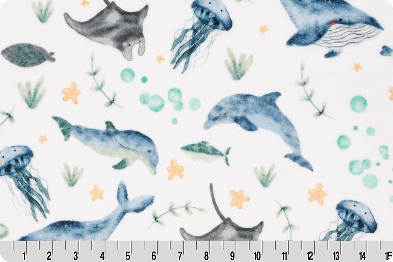 Shannon Fabrics Under The Sea Multi Digital Cuddle Minky Fabric (PRICE PER 1/2 YARD) - On Pins & Needles Quilting Co.