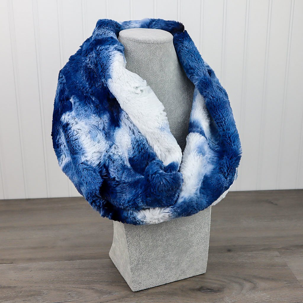 Sorbet Blue Print Luxe Minky Infinity Scarf - On Pins & Needles Quilting Co.